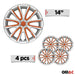 14" Inch Hubcaps Wheel Rim Cover Gray with Orange Insert 4pcs Set - OMAC USA