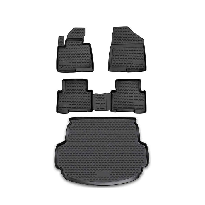 Custom Floor Mats & Cargo Liners for Hyundai Santa Fe 2013-2018 Black 5 Pcs