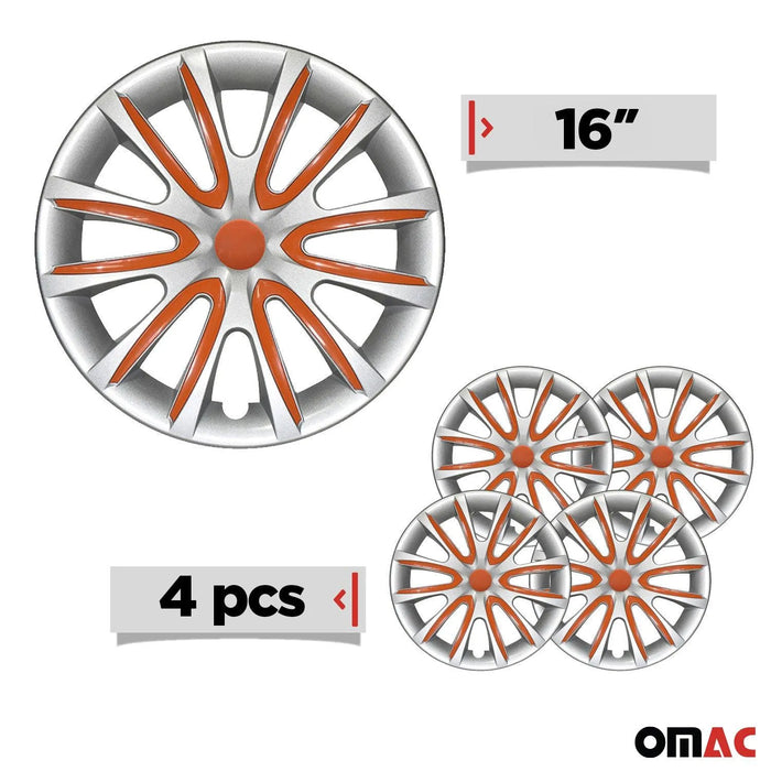 16" Wheel Covers Hubcaps for Mazda Grey Orange Gloss