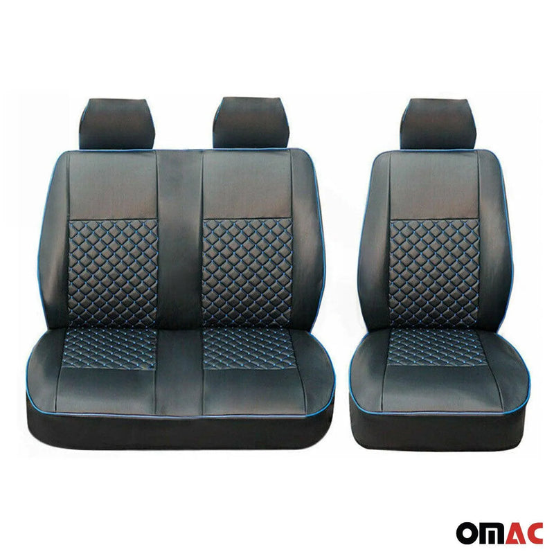 2014-2024 RAM ProMaster Leather Front Car Seat Covers Protector Black Blue