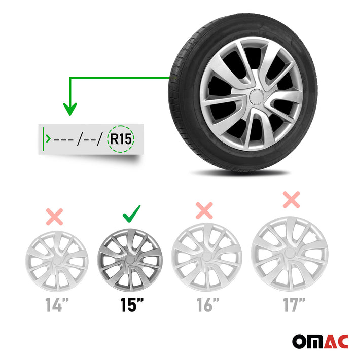 15 Inch Wheel Covers Hubcaps for Audi Silver Gray