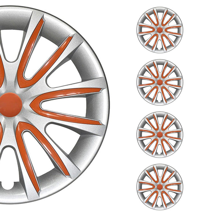 15" Wheel Covers Hubcaps for Audi Grey Orange Gloss