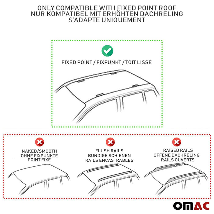 Fix Point Roof Racks Cross Bars for BMW 3 Series E46 1999-2005 Alu Black 2x