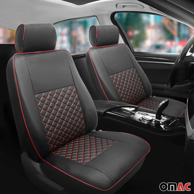 2014-2024 RAM ProMaster Leather Custom fit Car Seat Covers Black Red