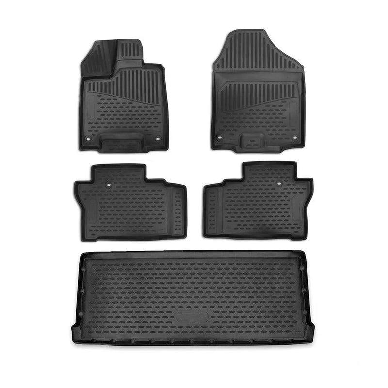 Custom Floor Mats & Cargo Liners for Honda Pilot 2016-2022 Black 5 Pcs - OMAC USA