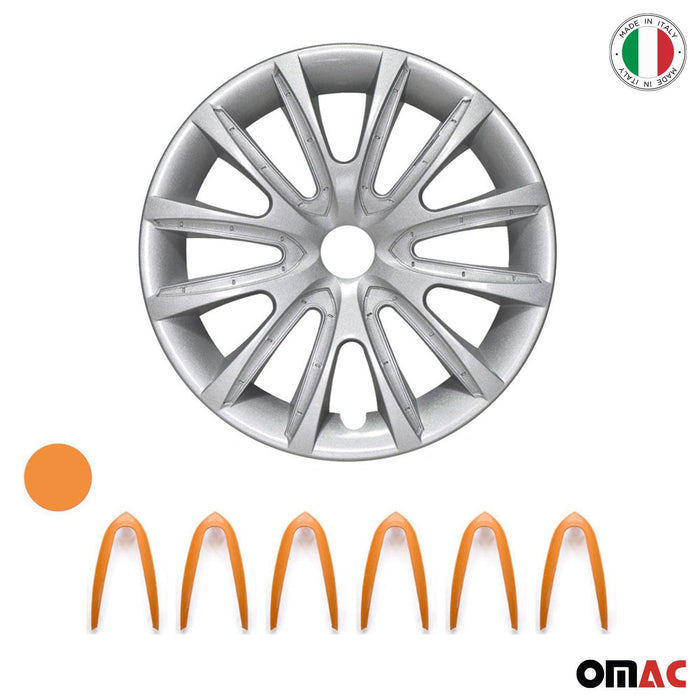 15" Wheel Covers Hubcaps for Audi Grey Orange Gloss