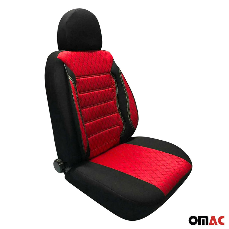 VW Front Car Seat Covers Protector Black Red 2Pcs Fabric