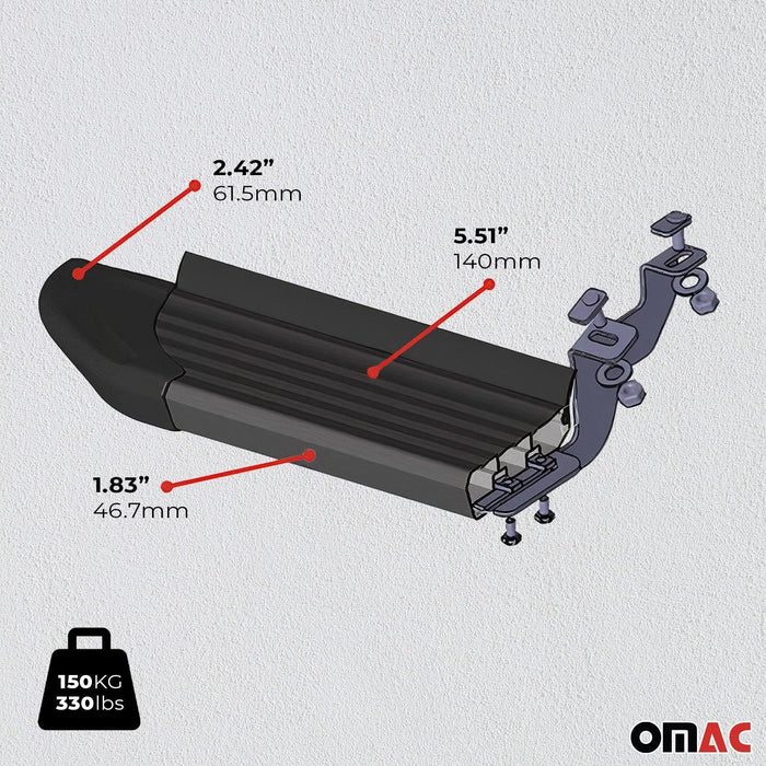 Running Boards Side Step Nerf Bars for Opel Antara 2007-2015 Aluminium Black 2x