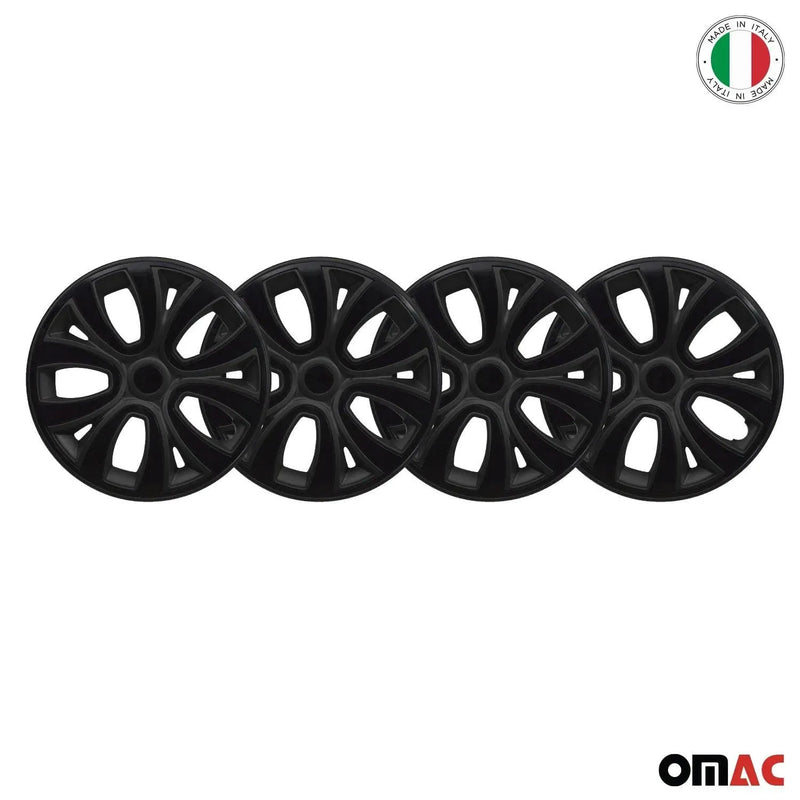 Hubcaps 14" Inch Wheel Rim Cover Matt Black with Black Insert 4pcs Set - OMAC USA