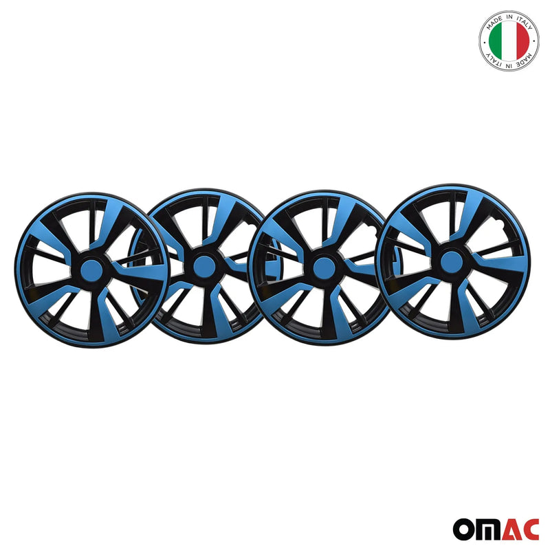 Twintone Hub Caps Wheel Cover 16" Black & Blue Insert Full Set 4 pcs.