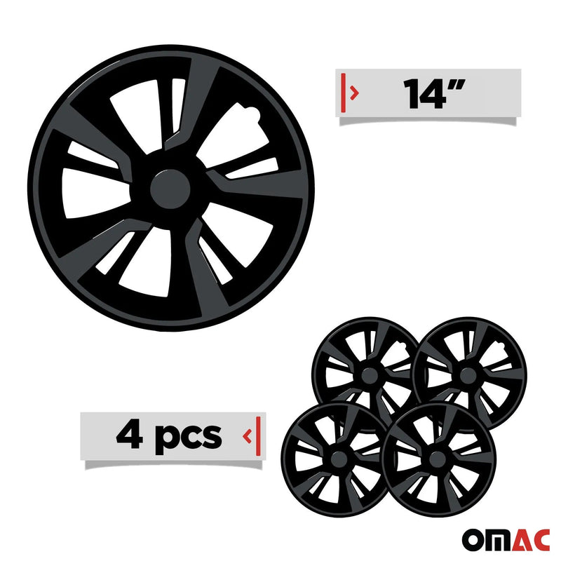 Twintone Hub Caps Wheel Cover 14" Black & Dark Gray Insert Full Set 4 pcs.