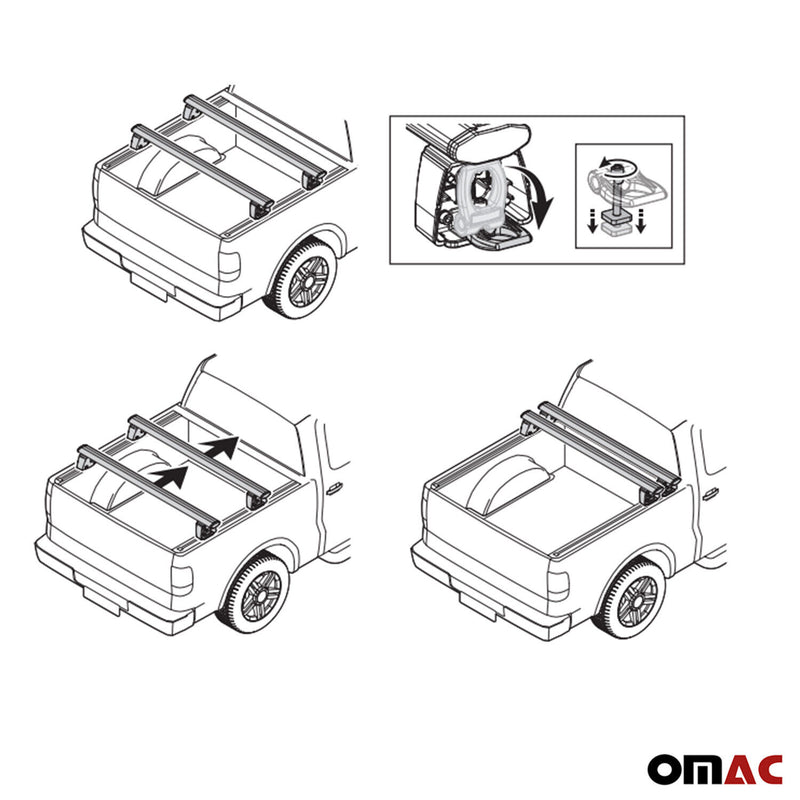 2022-2024 Hyundai Santa Cruz Truck Bed Rack System Alu Pick Up Sliding Rack 4Pcs