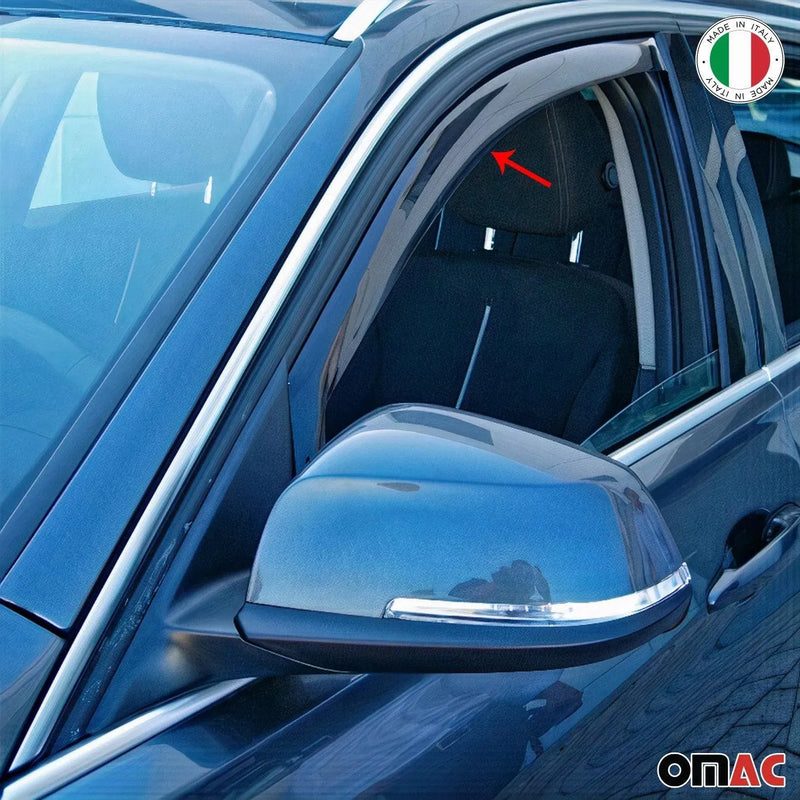 Window Visor Vent Rain Guard Deflector for Fiat 500L 2014-2020 Black Smoke 2 Pcs - OMAC USA