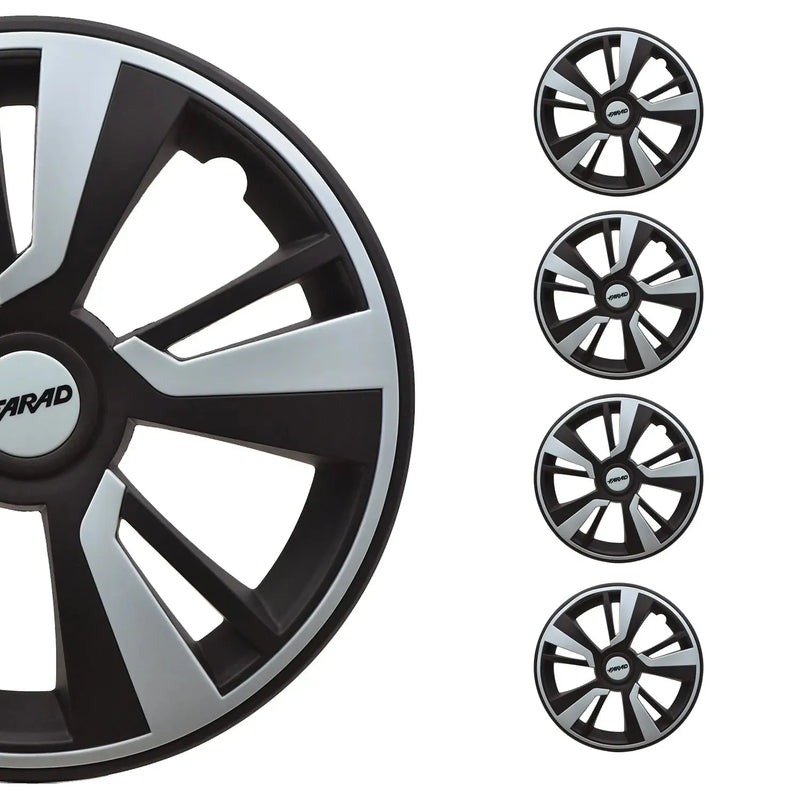 Twintone Hub Caps Wheel Cover 14" Black Matt & Light Blue Insert Full Set 4 pcs.