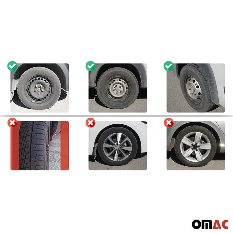 Hubcaps 14" Inch Wheel Rim Cover Matt Black with Black Insert 4pcs Set - OMAC USA