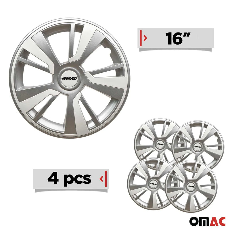 Twintone Hub Caps Wheel Cover 16" Grey & White Insert Full Set 4 pcs.