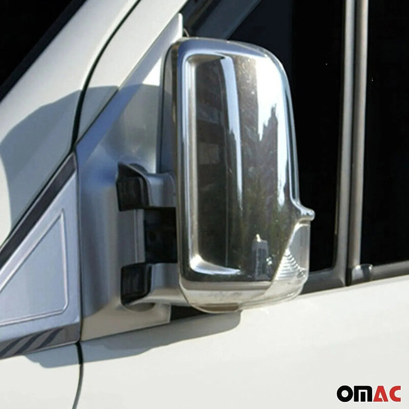 Side Mirror Cover Caps Fits Mercedes Sprinter W906 2006-2013 Steel Silver 2 Pcs - OMAC USA