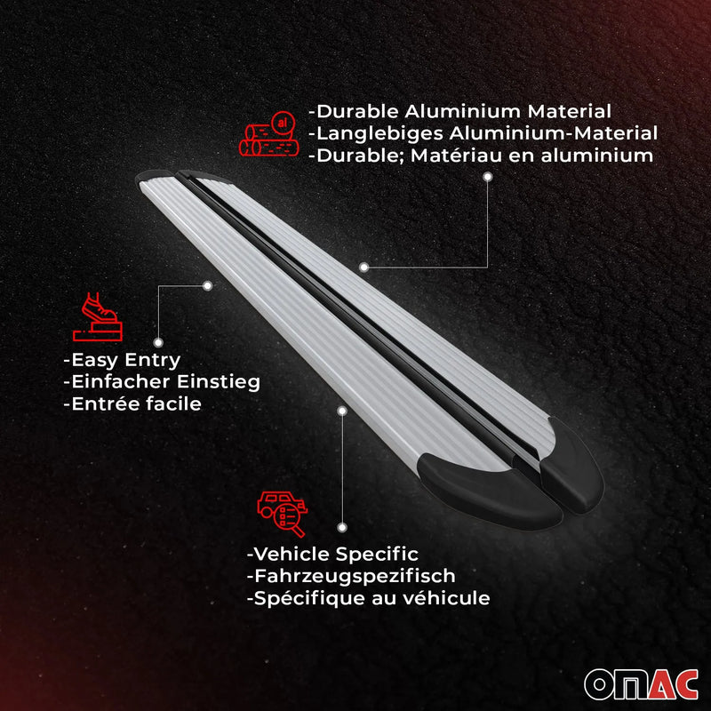 2007-2015 Opel Antara Running Boards Side Steps Silver