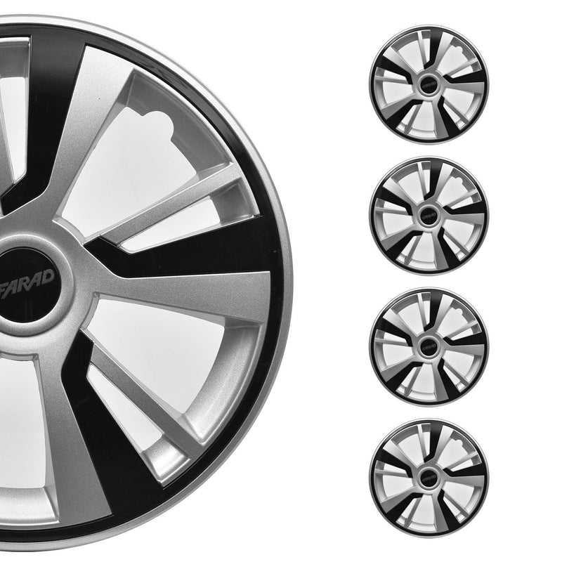 Twintone Hub Caps Wheel Cover 14" Grey & Black Insert Full Set 4 pcs.