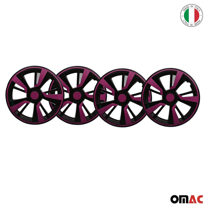 Twintone Hub Caps Wheel Cover 14" Black Matt & Violet Insert Full Set 4 pcs.