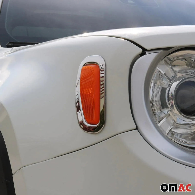 Side Indicator Signal Trim Cover for Jeep Renegade 2015-2023 Silver Steel 2 Pcs - OMAC USA