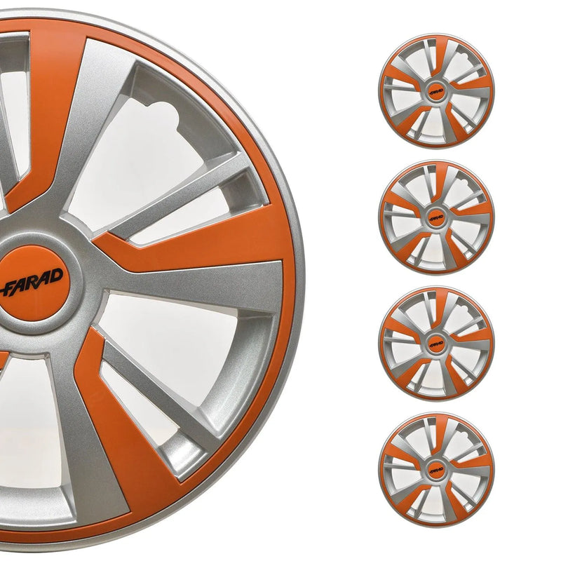 Twintone Hub Caps Wheel Cover 16" Grey & Orange Insert Full Set 4 pcs.