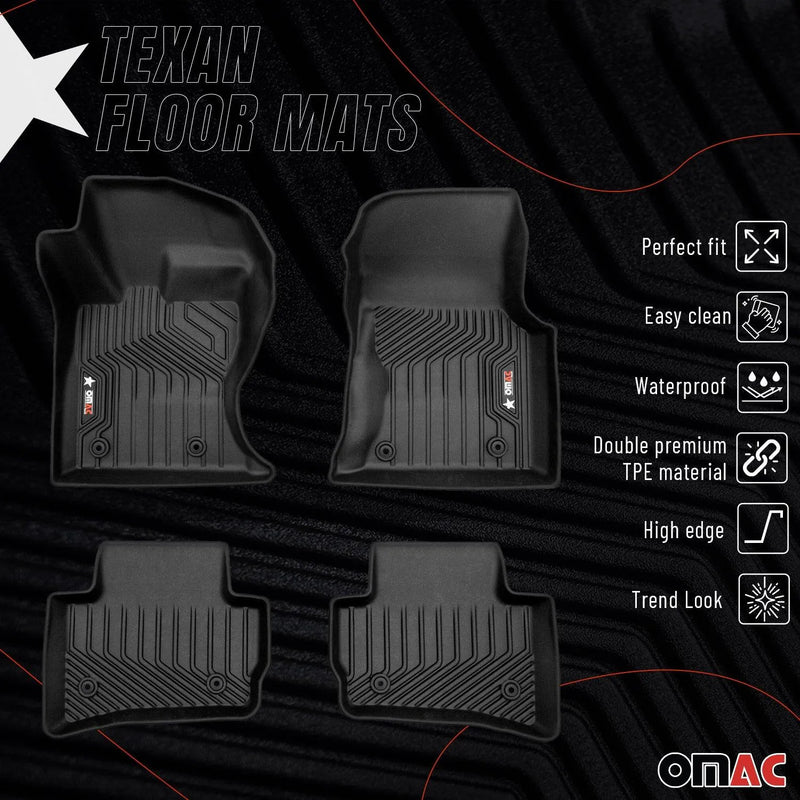 2017-2021 Jaguar F-Pace Premium Floor Mats Liners First and Second Row Set Black