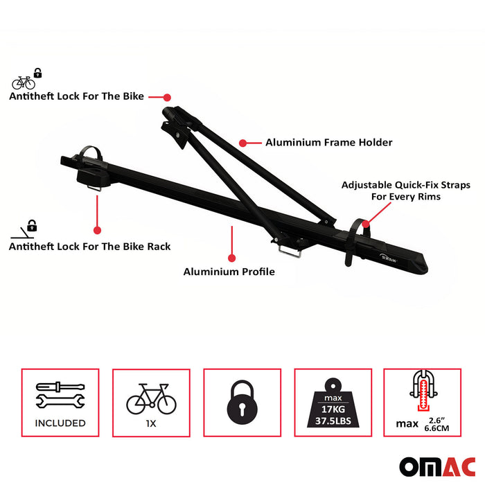 Bike Rack Carrier Roof Racks Set for Toyota Yaris 1999-2006 Black 3x