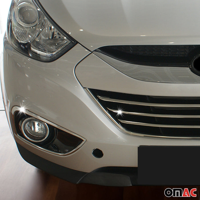 Front Bumper Grill Trim Molding for Hyundai Tucson 2010-2015 Steel Silver 4 Pcs