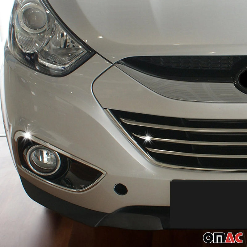 2010-2015 Hyundai Tucson Front Bumper Grill Trim Molding Steel Silver 4 Pcs