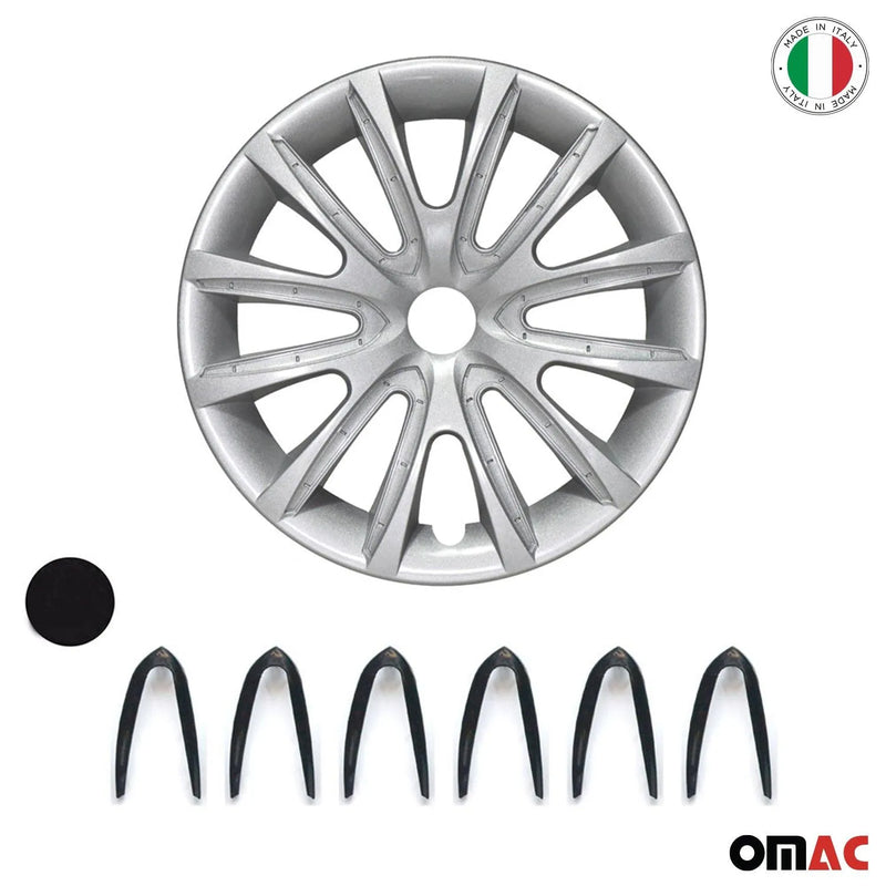 Bicolo Hub Caps Wheel Cover 16" Gray & Black Full Set 4 pcs.