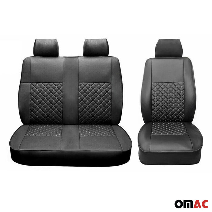 Leather Front Car Seat Covers Protector for Ford Transit 2015-2024 Black