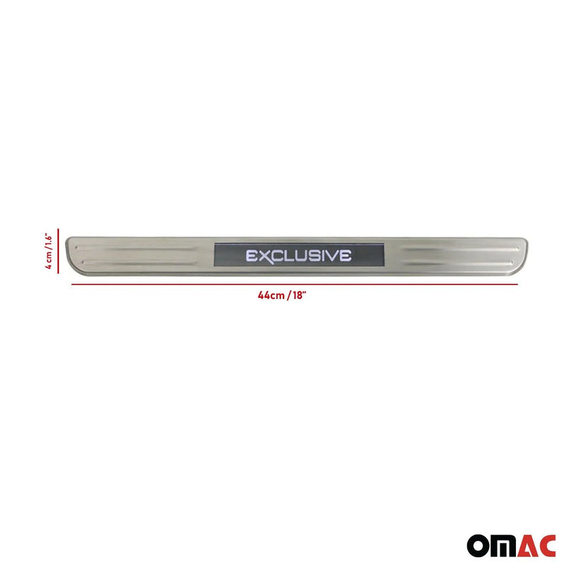 Door Sill Scuff Plate Illuminated for Mercedes E Class Brushed Steel Silver 2x