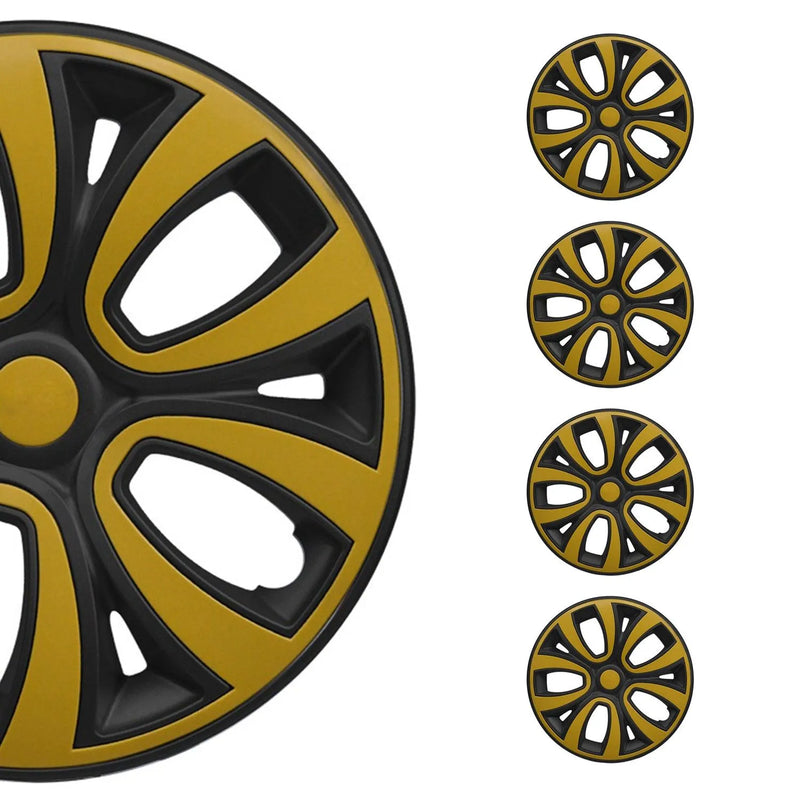 Hub Cap 16" Inch Wheel Rim Cover Matt Black with Yellow Insert 4pcs Set - OMAC USA