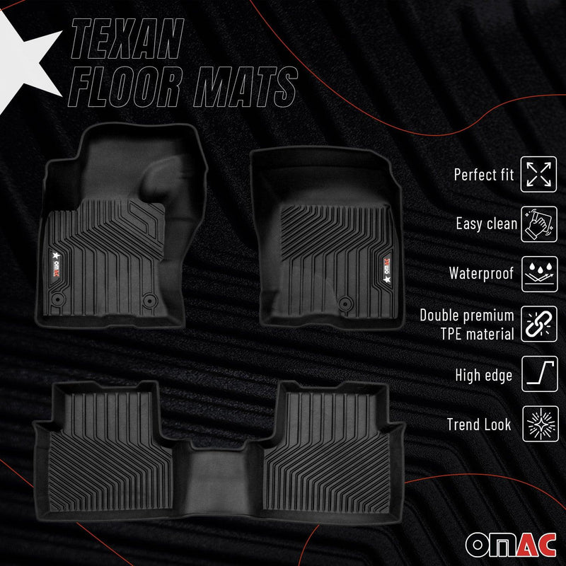 2021-2024 Ford Bronco Sport Premium Floor Mats Liners First and Second Row Set Black