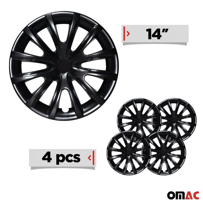 14" Wheel Covers Rims Hubcaps for BMW ABS Black Black 4Pcs - OMAC USA