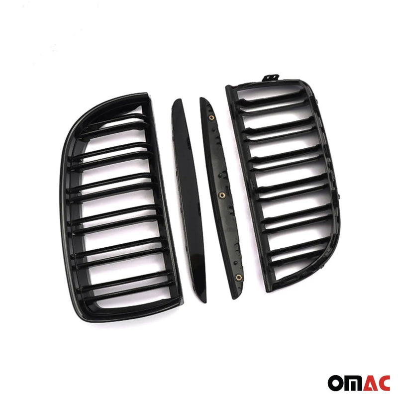 2005-2008 BMW 3 Series E90 E91 E92 E93 PRE-FL Front Kidney Grille M3 Style Gloss Black Dual Slat