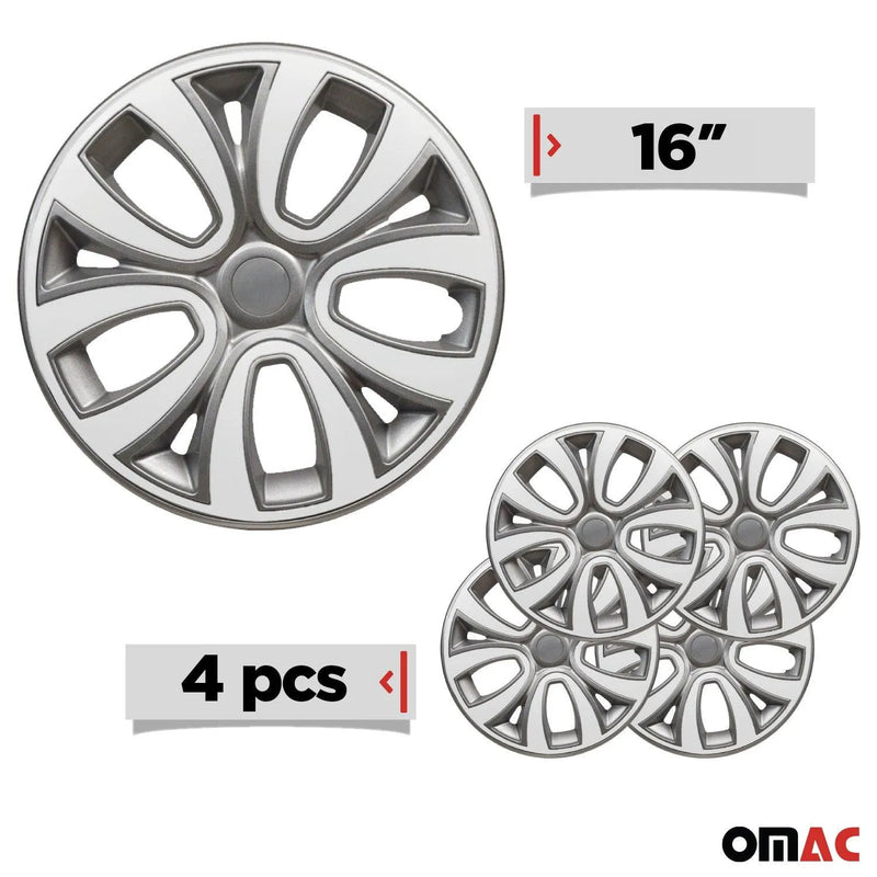 ColorFlex Hub Caps Wheel Cover 16" Gray & White Full Set 4 pcs.