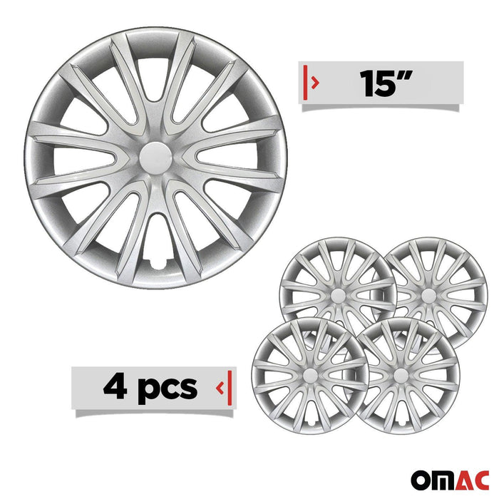 15" Wheel Covers Hubcaps for Nissan Grey White Gloss - OMAC USA