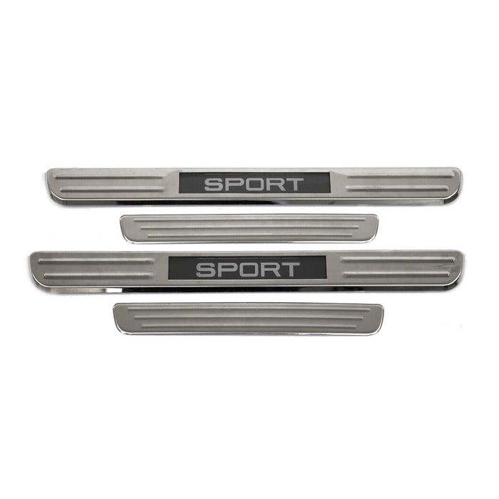 Door Sill Scuff Plate Illuminated for Hyundai Kona Nexo Sport Steel Silver 4 Pcs