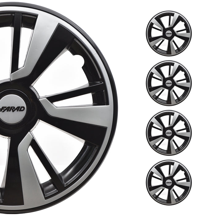 14" Wheel Covers Hubcaps fits VW Light Gray Black Gloss