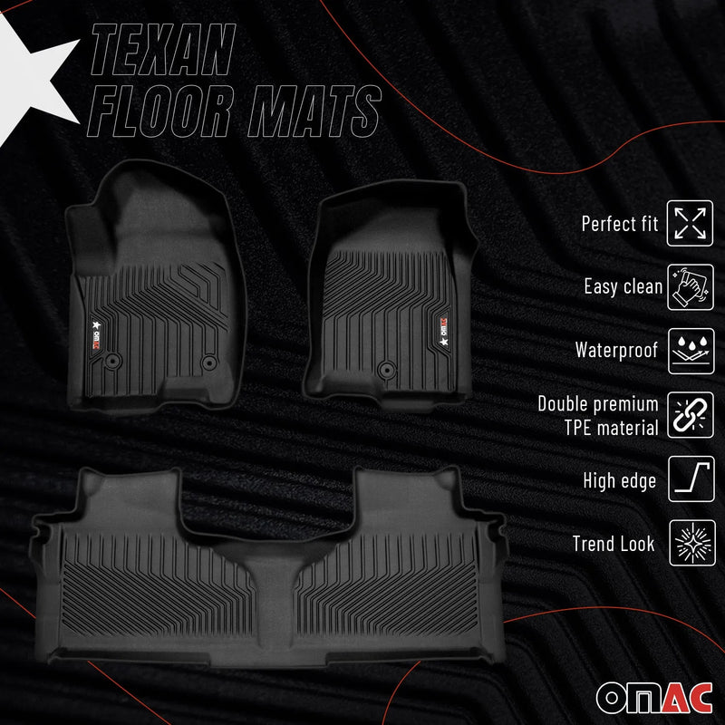 2021-2024 Cadillac Escalade ESV Premium Floor Mats Liners First and Second Row Set Black