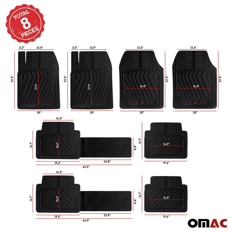 2022-2024 Jeep Wagoneer OMAC Floor Mats Liner Black TPE All-Weather 8 Pcs