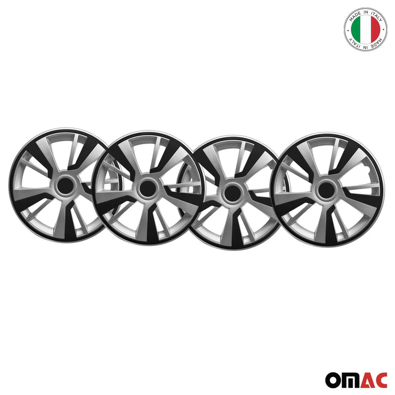 Twintone Hub Caps Wheel Cover 15" Grey & Black Insert Full Set 4 pcs.