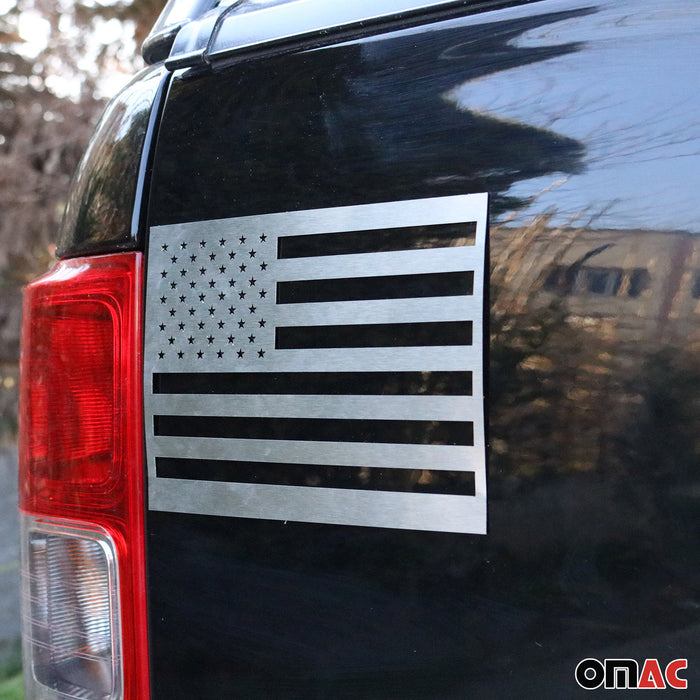 US American Flag Chrome Decal Sticker Stainless Steel for Hummer Silver Steel