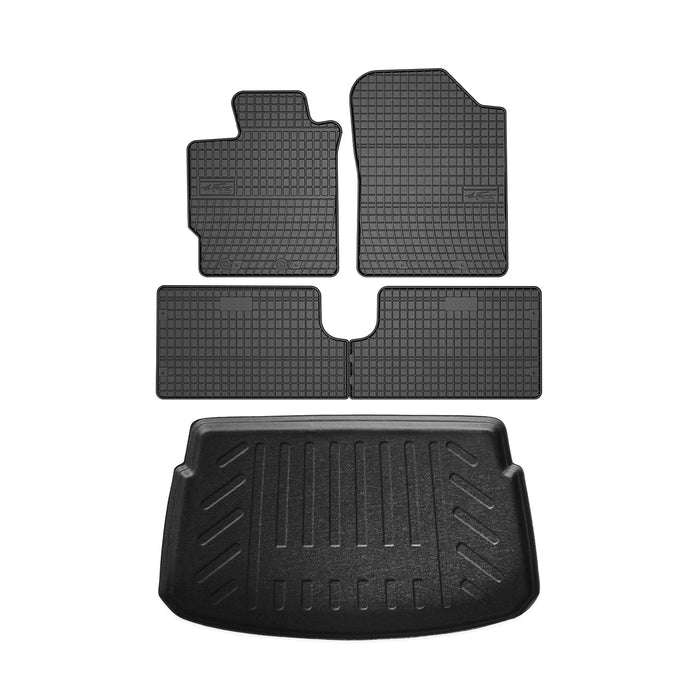 Floor Mats Cargo Liner Set for Toyota Yaris 2013-2020 3D Rubber Black 5 Pcs