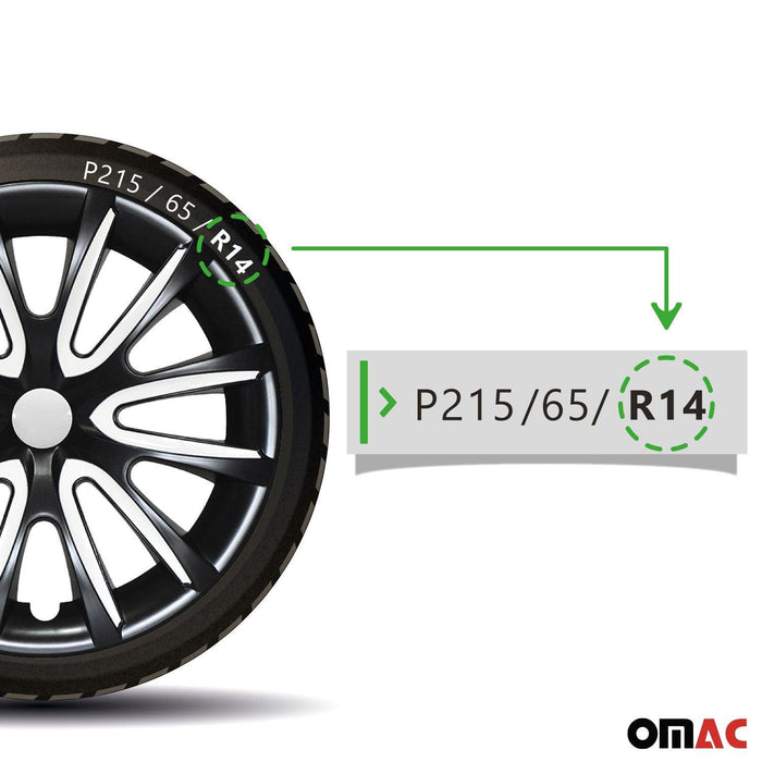 14" Wheel Covers Hubcaps for Honda Black White Gloss - OMAC USA