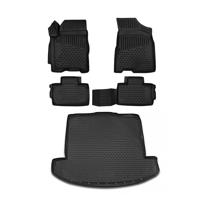 Custom Floor Mats & Cargo Liners for Kia Rondo 2013-2019 Black 5 Pcs - OMAC USA