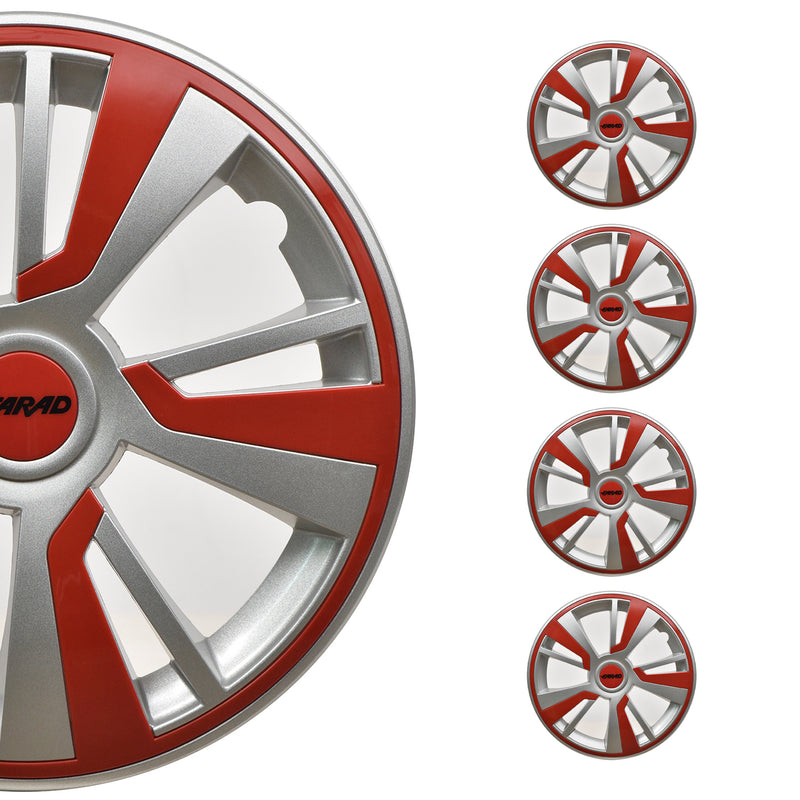 Twintone Hub Caps Wheel Cover 16" Grey & Red Insert Full Set 4 pcs.