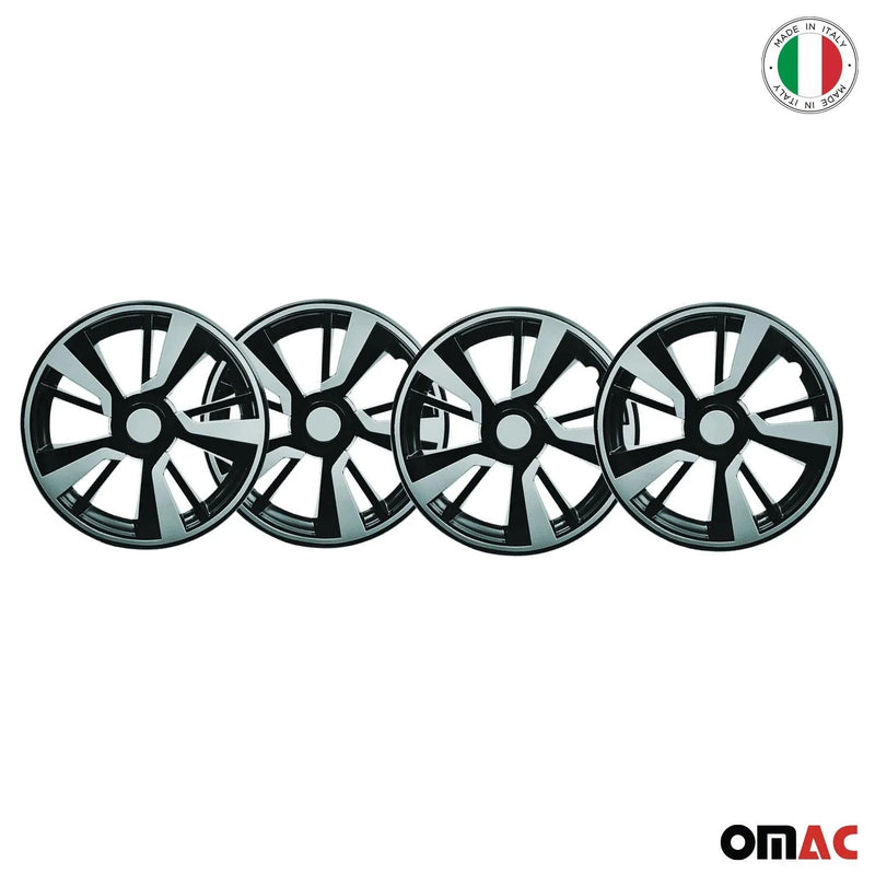 Twintone Hub Caps Wheel Cover 15" Black Matt & Light Blue Insert Full Set 4 pcs.